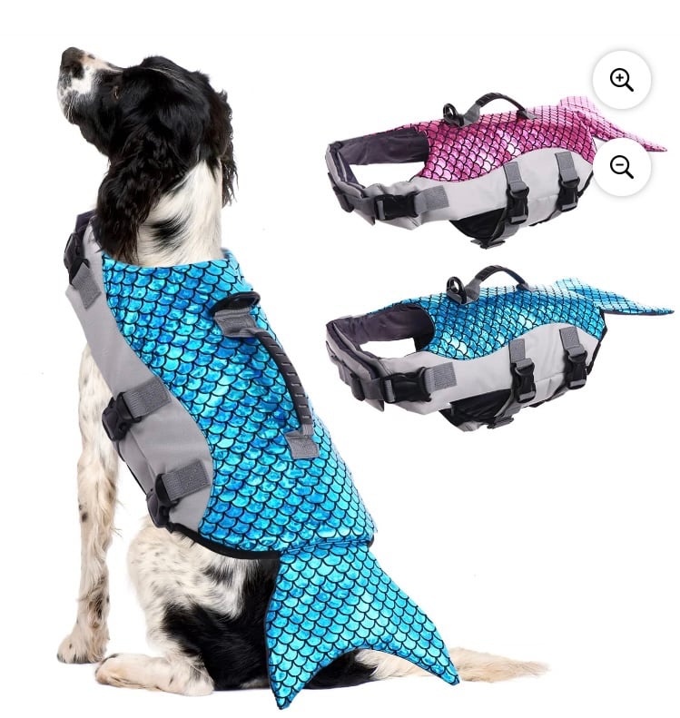 Large Dog Blue Mermaid Life Vest Jacket