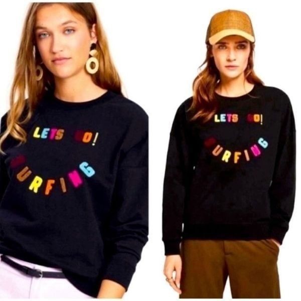 SCOTCH & SODA Maison Scotch Sweatshirt Black Round Collar Size L