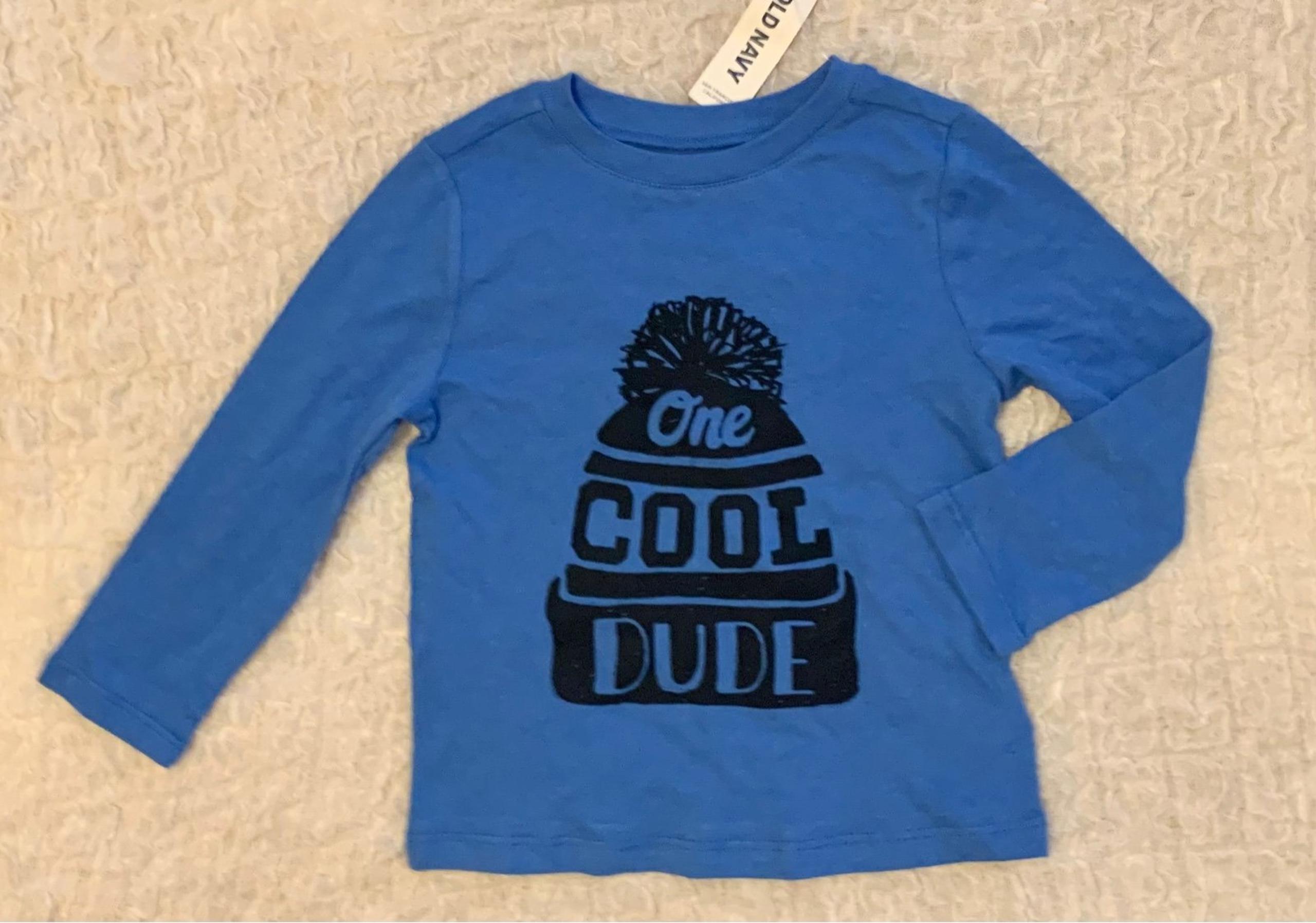 OLD NAVY BOYS SIZE 2T BLUE ONE COOL DUDE TOP SHIRT NWT 100% COTTON