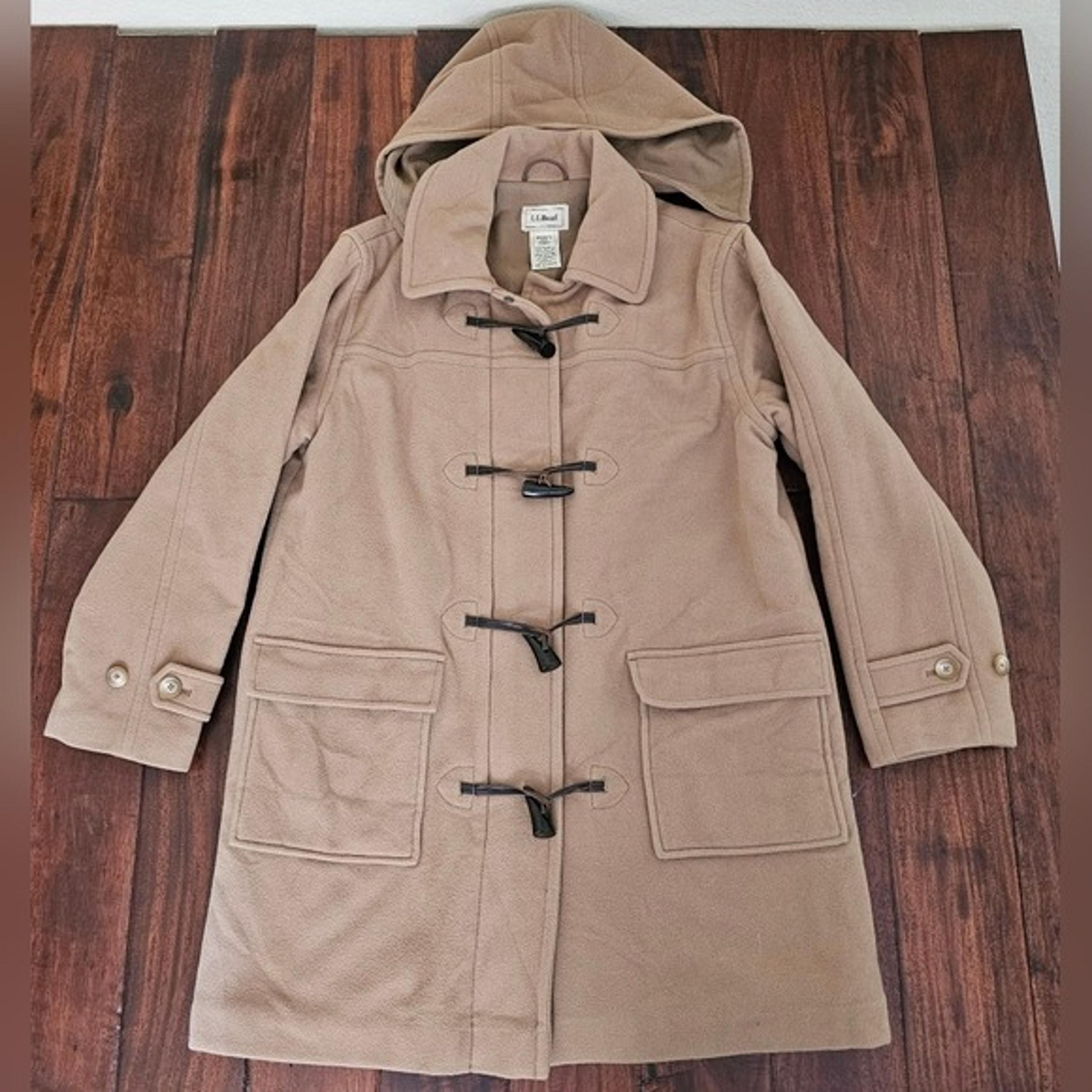 L.L. Bean brown wool long coat womens size M
