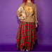 Candy Stripper Tartan Check Volume Long Skirt Red S
