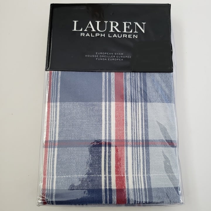 Ralph Lauren Evan Madras Red White Blue Euro Sham