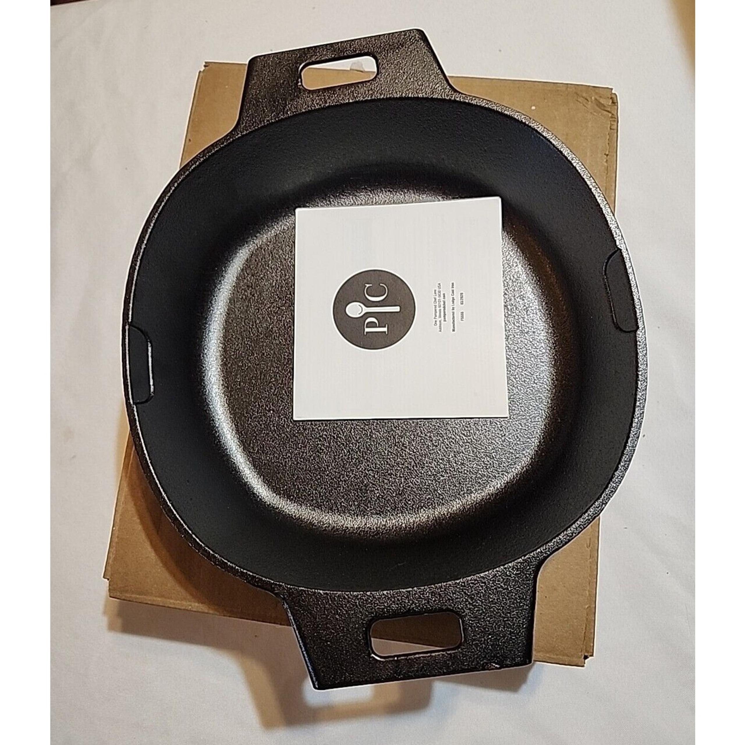 Pampered Chef Cast Iron Skillet 10" x 2" Deep Double Handle Heavy Weigh 22A