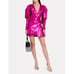 Rotate Birger Christensen Raspberry No 24 Metallic Pink Puff Mini Dress Size 4