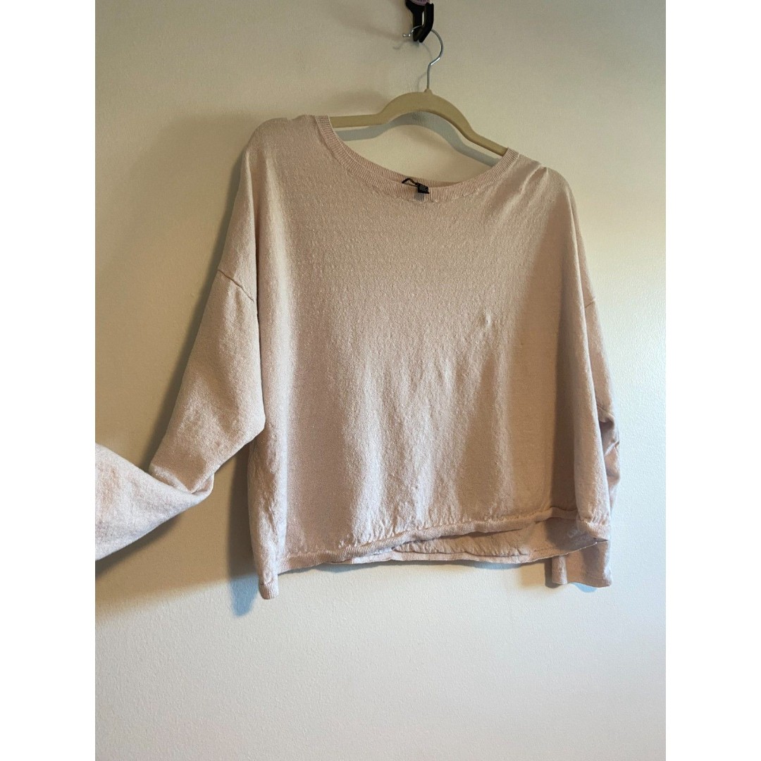 Eileen Fisher Organic Linen Crepe Stretch Box-Top Pale Pink Size M