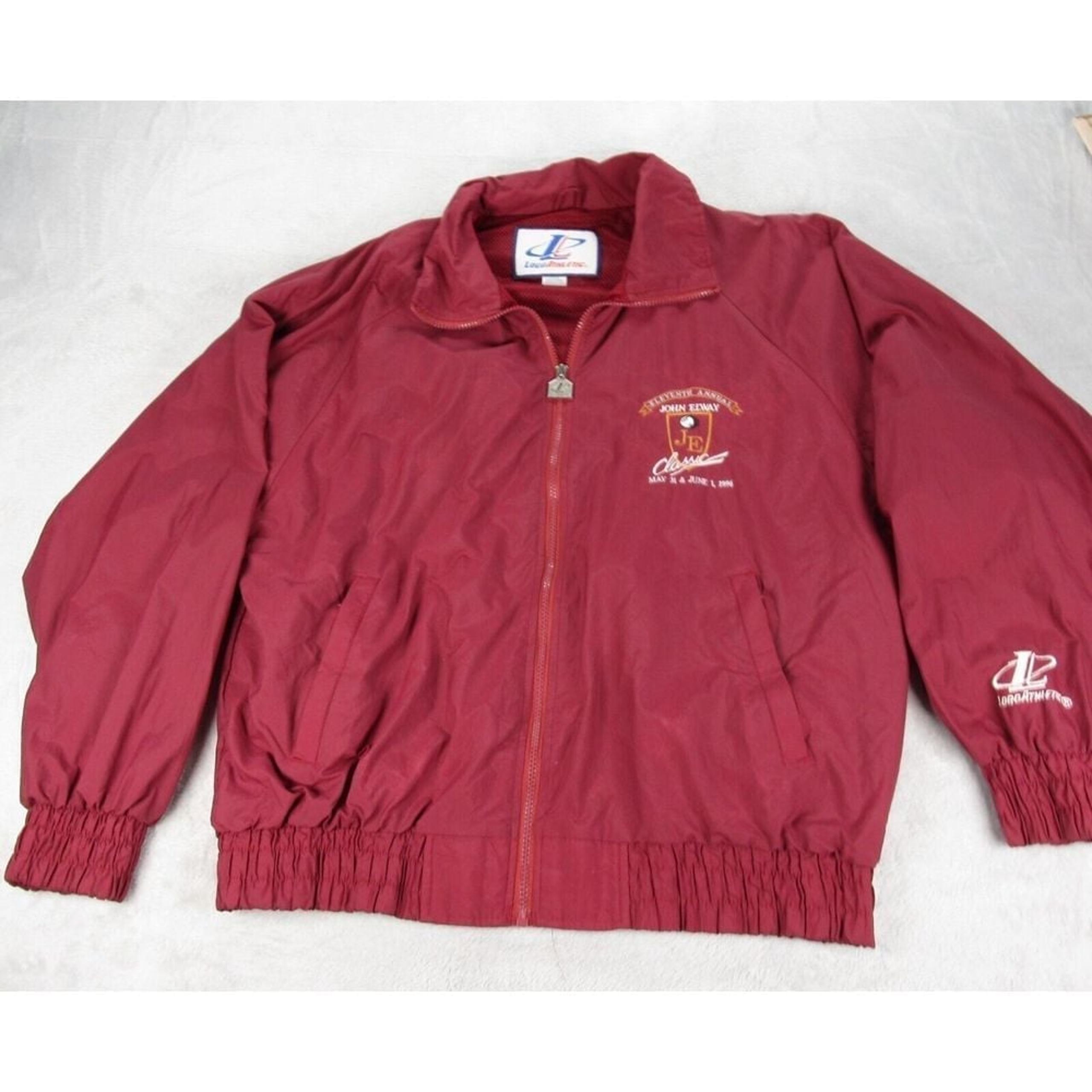 Vintage Logo Athletic Jacket Men Large Maroon Windbreak John Elway Classic RARE