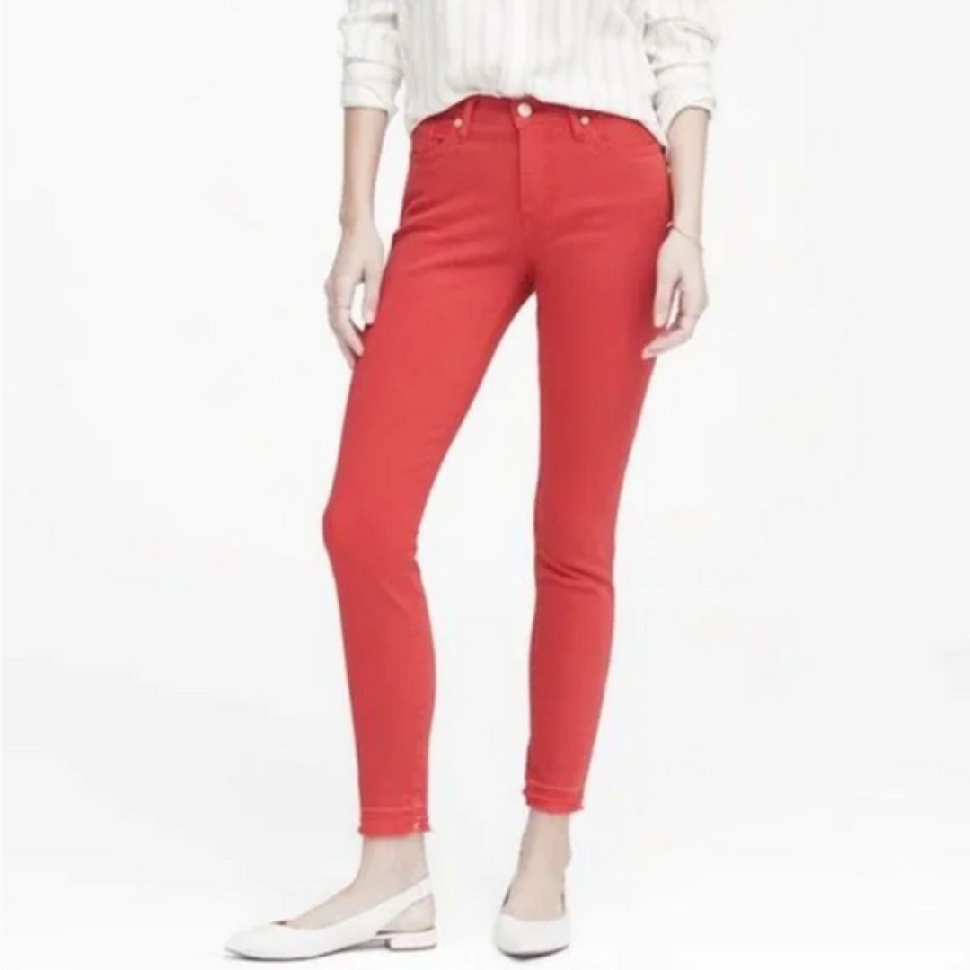 Vamp Red Banana Republic Mid-Rise Stretch Skinny Ankle Jeans (NWT)