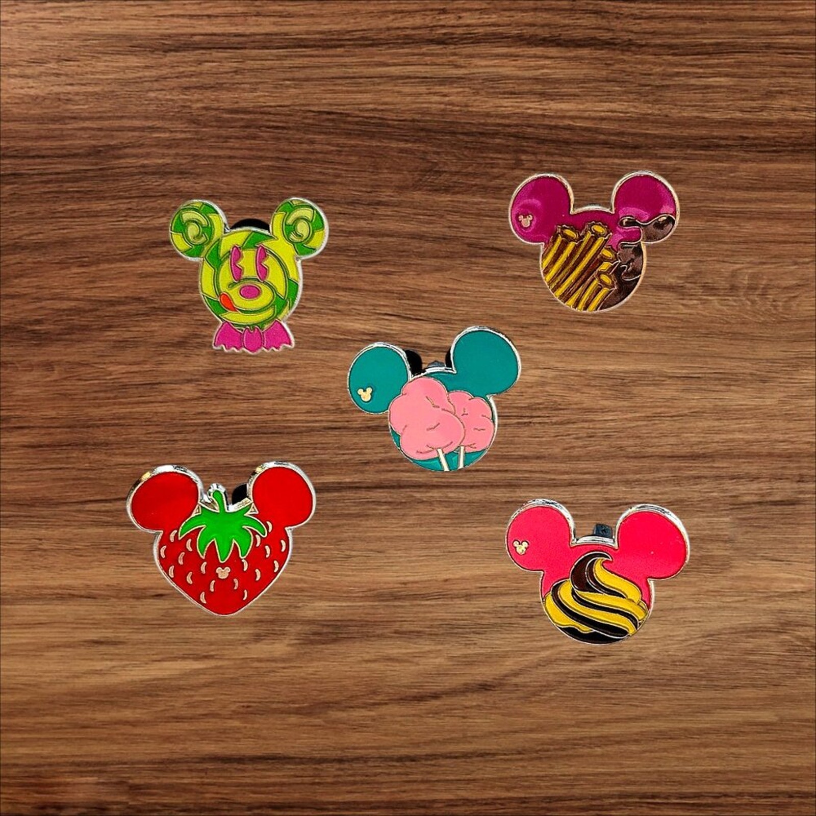 5 Mickey Head Disney Parks Trading Pins, Plus 2 Bonus Pins