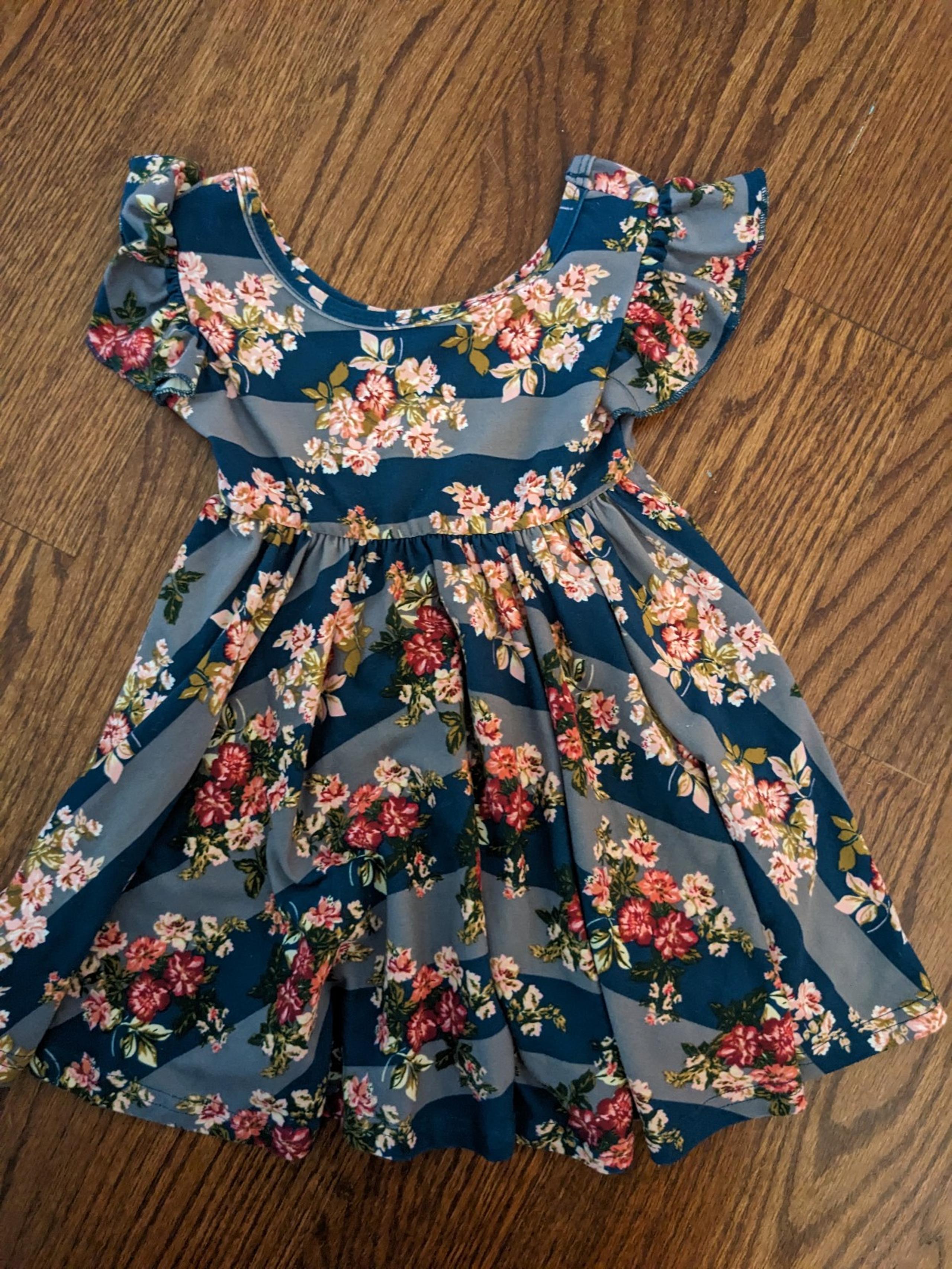 DotDotSmile floral striped empire dress 12/24 months