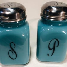 Georgia Blue Glass Stove Top Salt & Pepper Shaker Set - USA