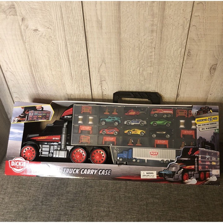 Dickie Toys Truck Carry Case Includes 9 Die Cast Vehicles & 18 Accessories