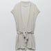 ZARA Metallic Ribbed Belted Knit Cardigan Grey Small