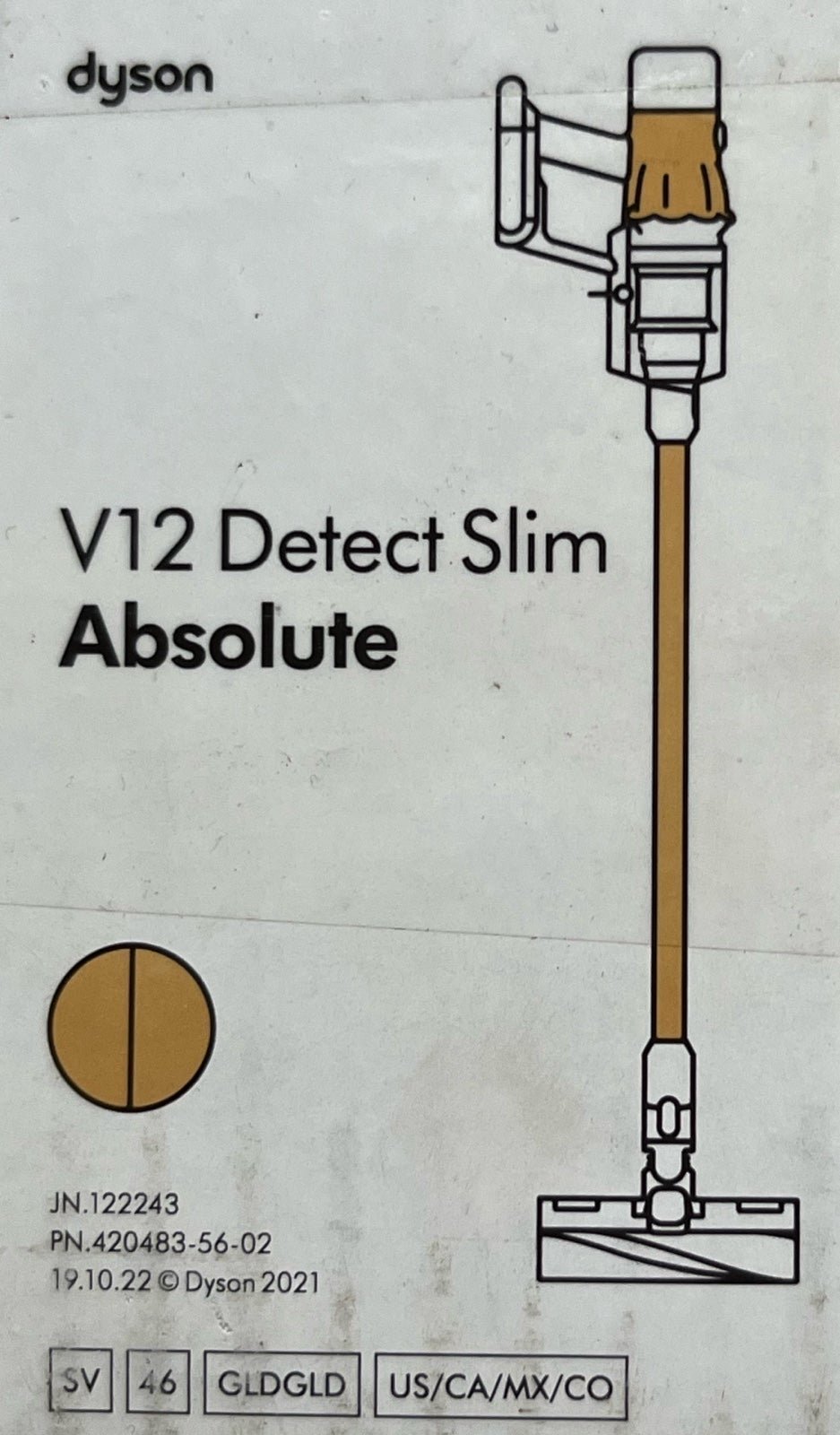 Dyson V12 Detect Slim Absolute Vacuum Cleaner SV46 Gold with HEPA Filter New