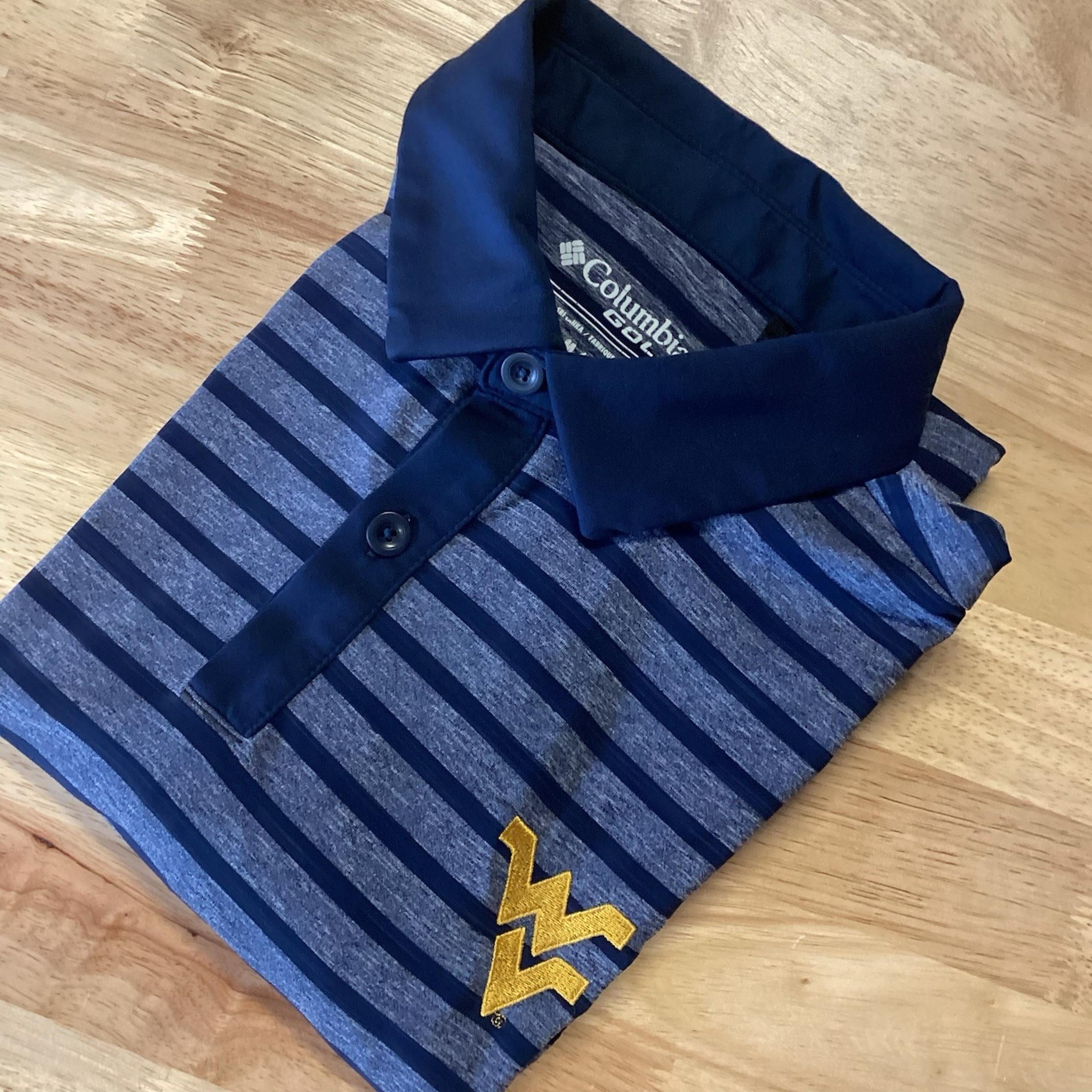 EUC Mens Columbia Golf West Virginia Mountaineers Short Sleeved Polo- Medium