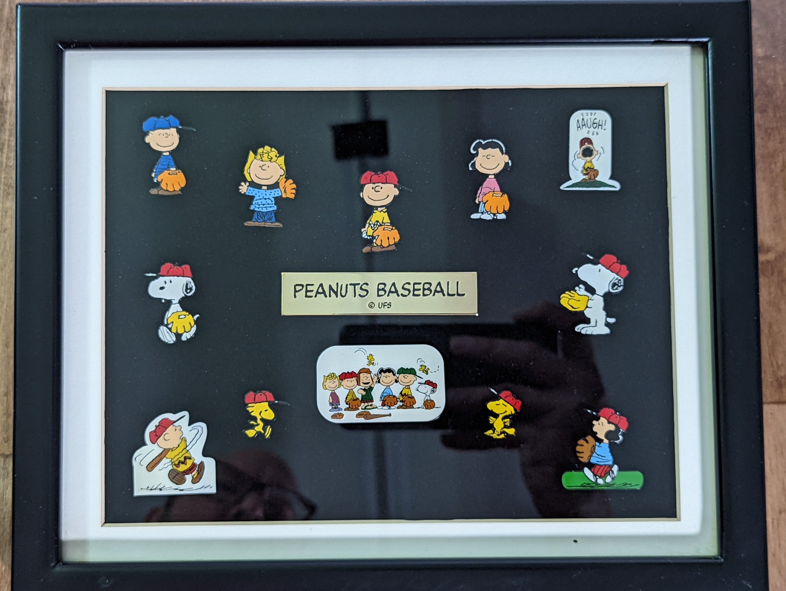 Peanuts Baseball - Charlie Brown - Snoopy Framed Sonoma Pin Collection