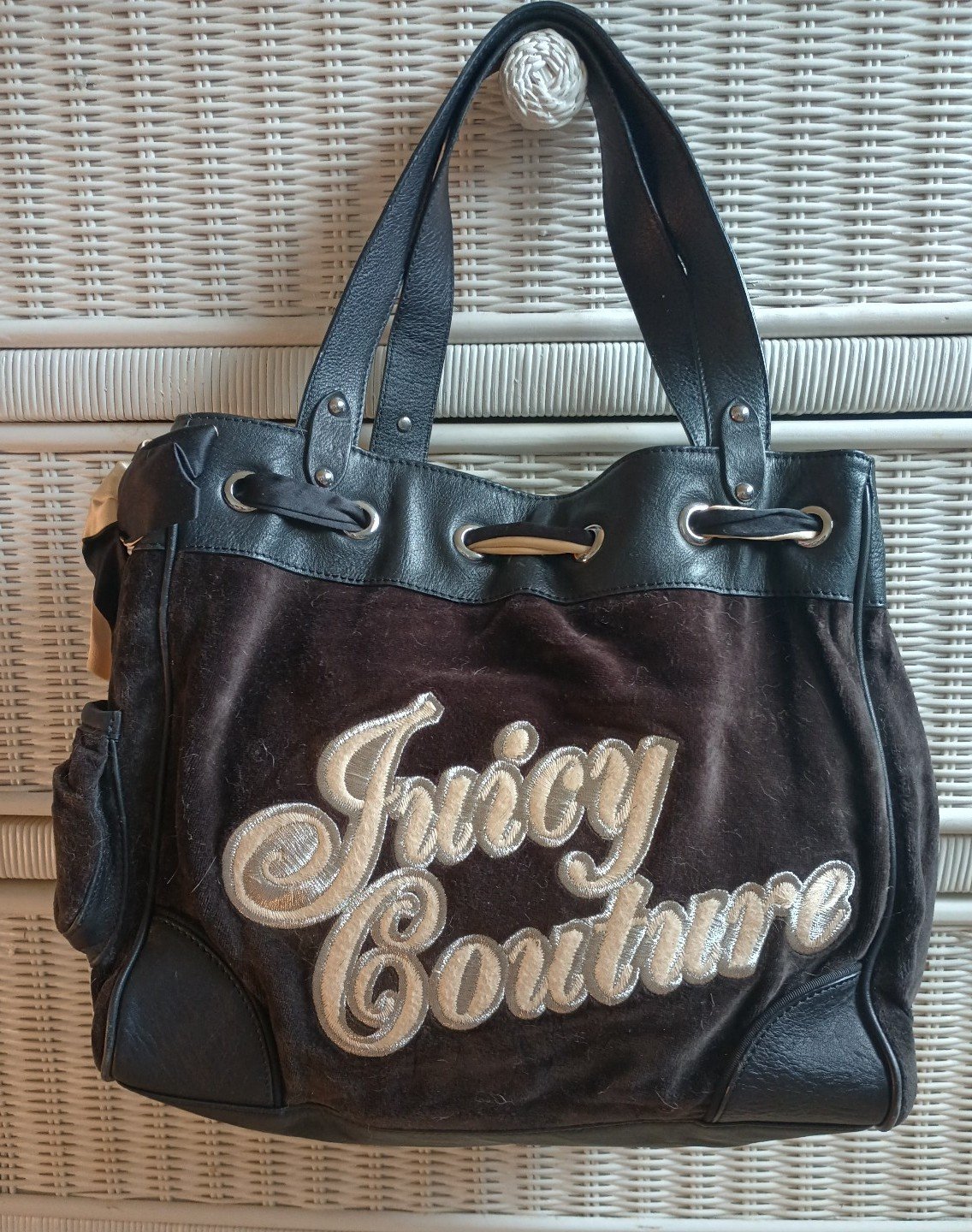 Juicy Couture Black White Logo Velour Daydreamer