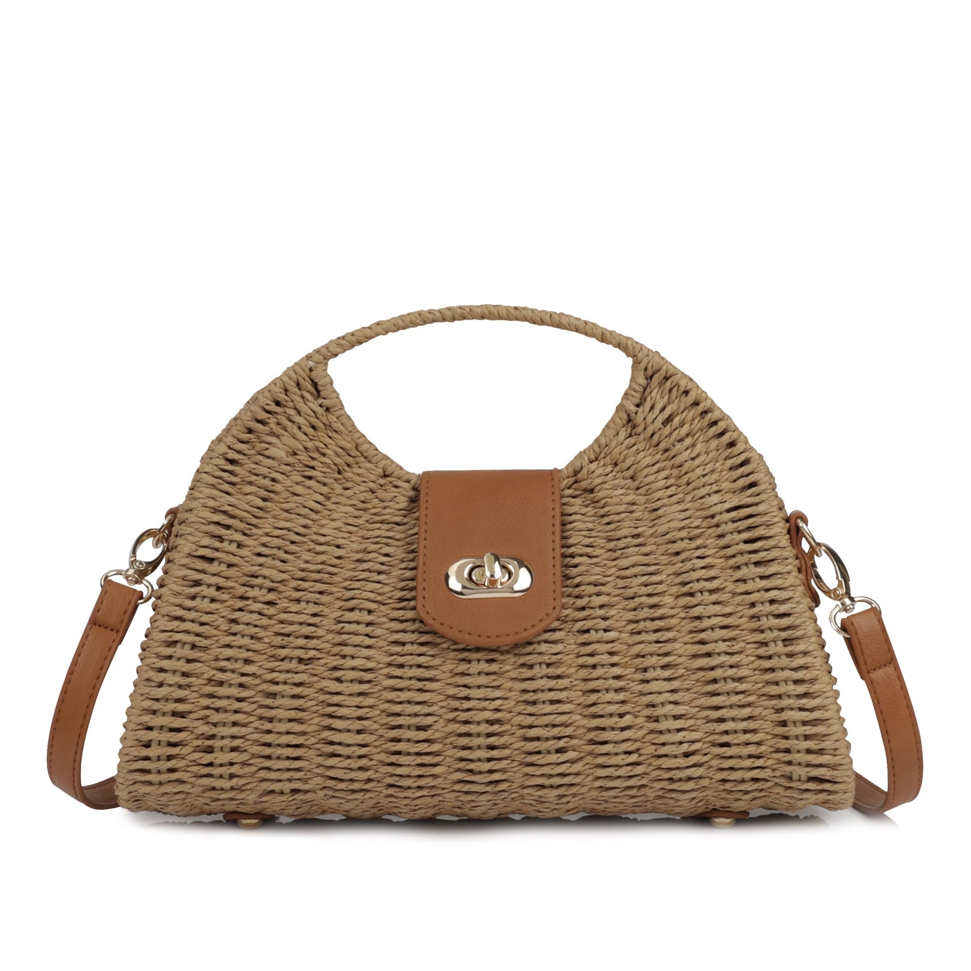 Straw Beach Satchel Handmade Woven Crossbody Crossbody Bags Top Handle