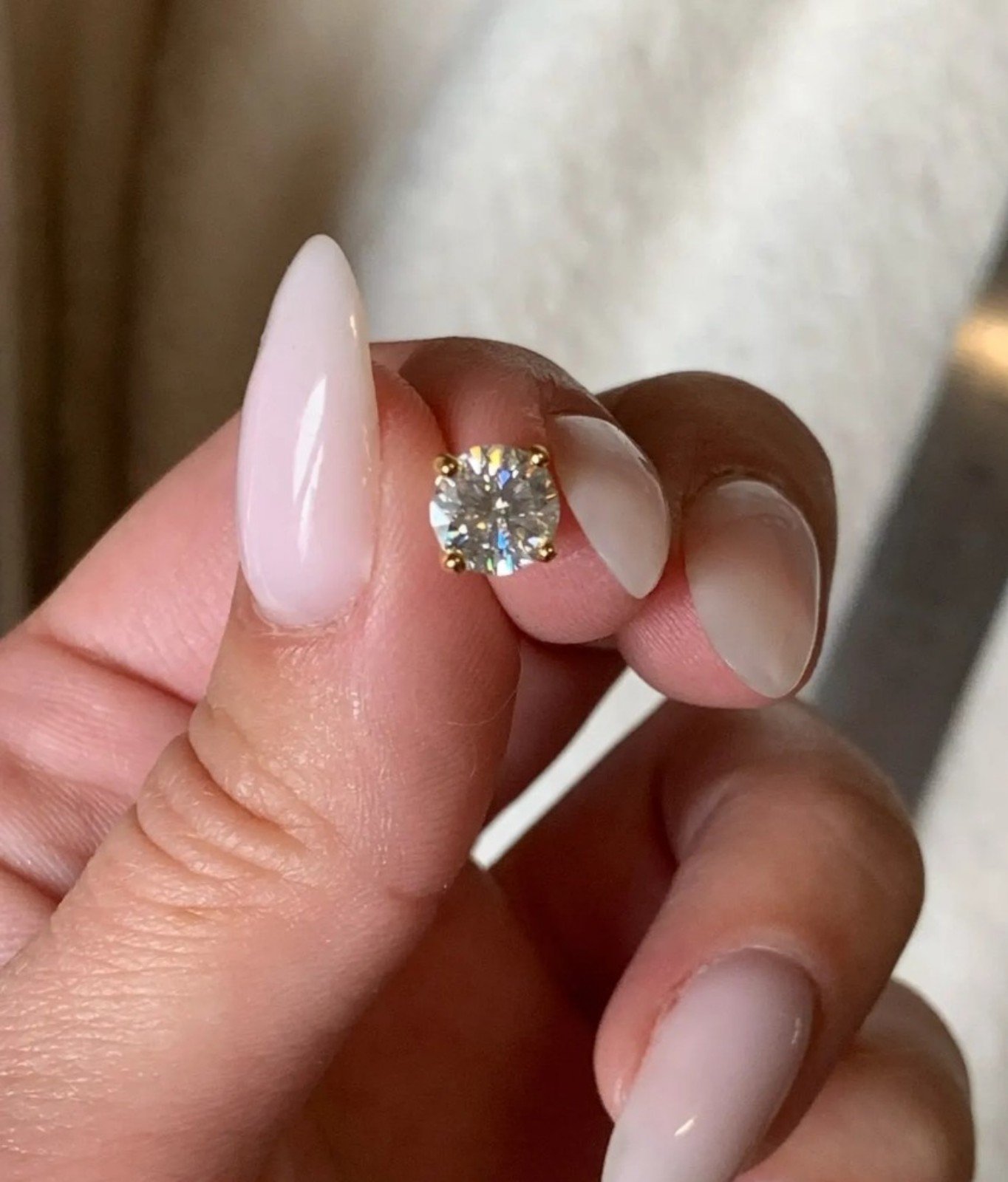 New Authentic Moissanite Yellow Gold 1 ct Screwback Earrings