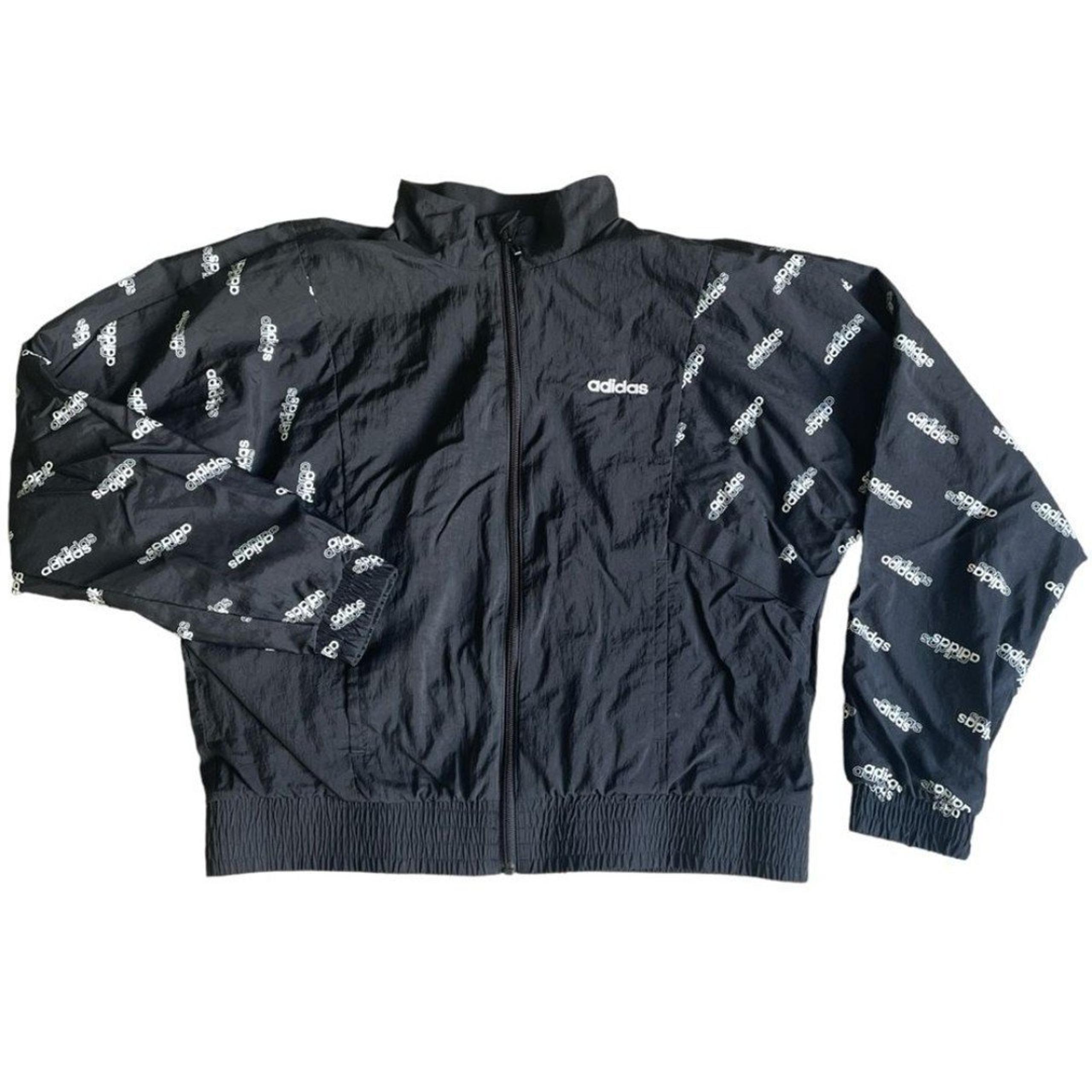 Adidas Women's Small Windbreaker Jacket Black & White Golf Tennis Sport
