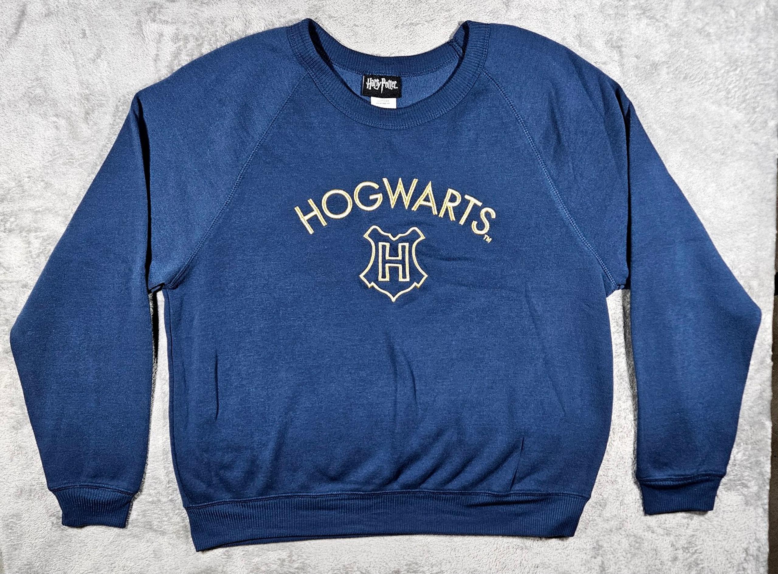 NWOT Harry Potter Womens Crew Neck Blue Hogwarts Embroidered Sweater Sz XL