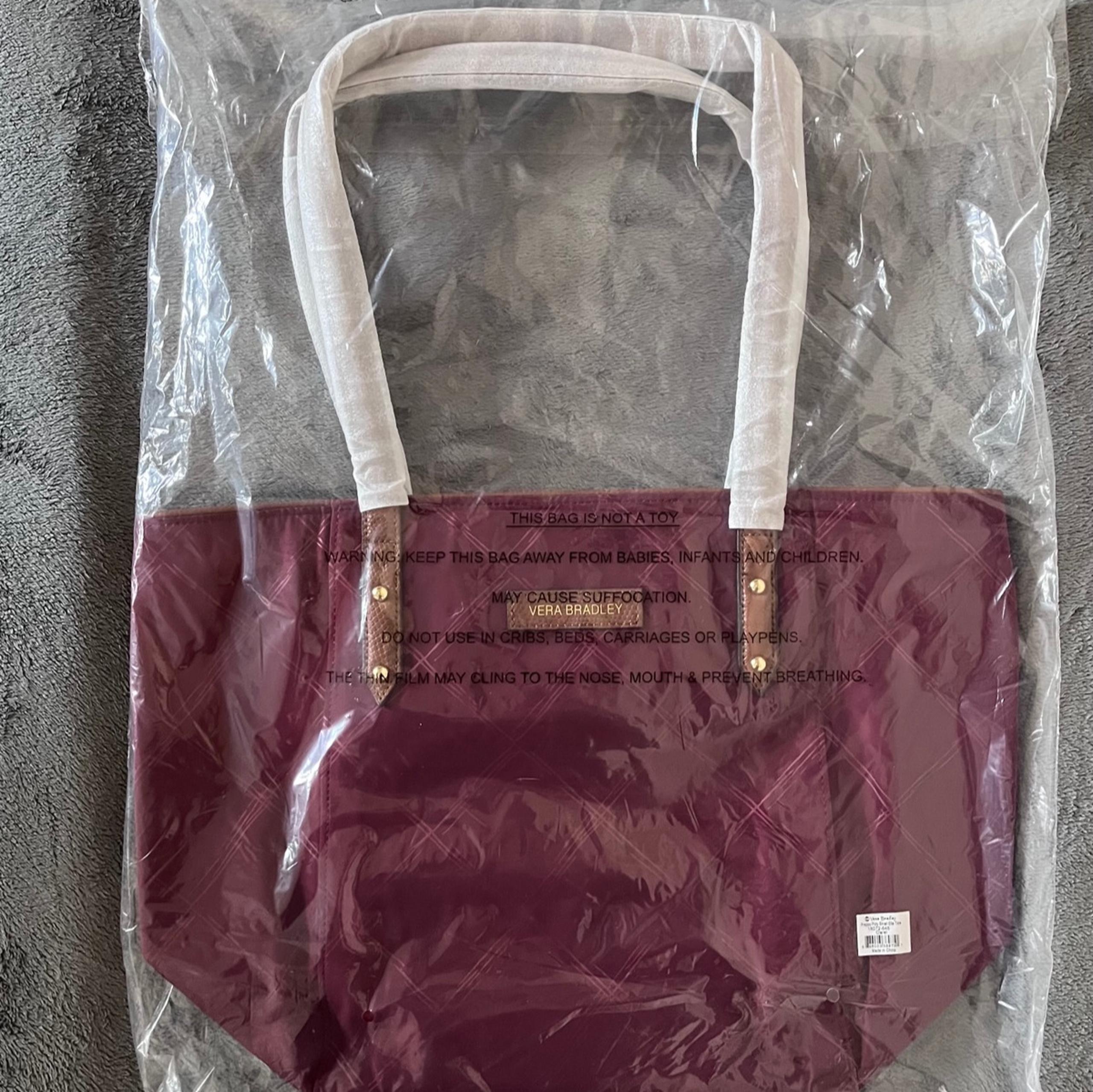 NEW Vera Bradley Preppy Poly Small Ella Tote Bag in Claret