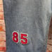 Vintage 1990s Tommy Hilfiger Logo Chenille Spell out Cuffed Denim Jeans