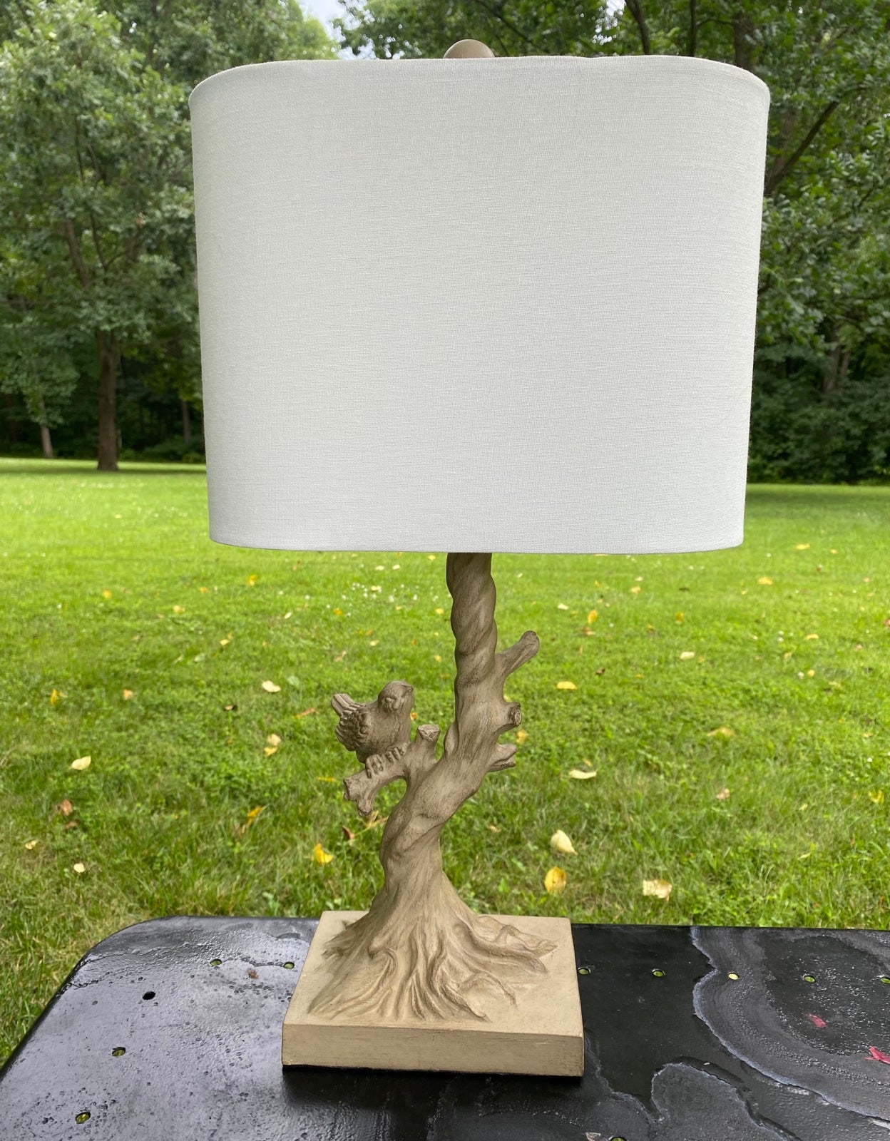 New Tan Bird on Branch Lamp