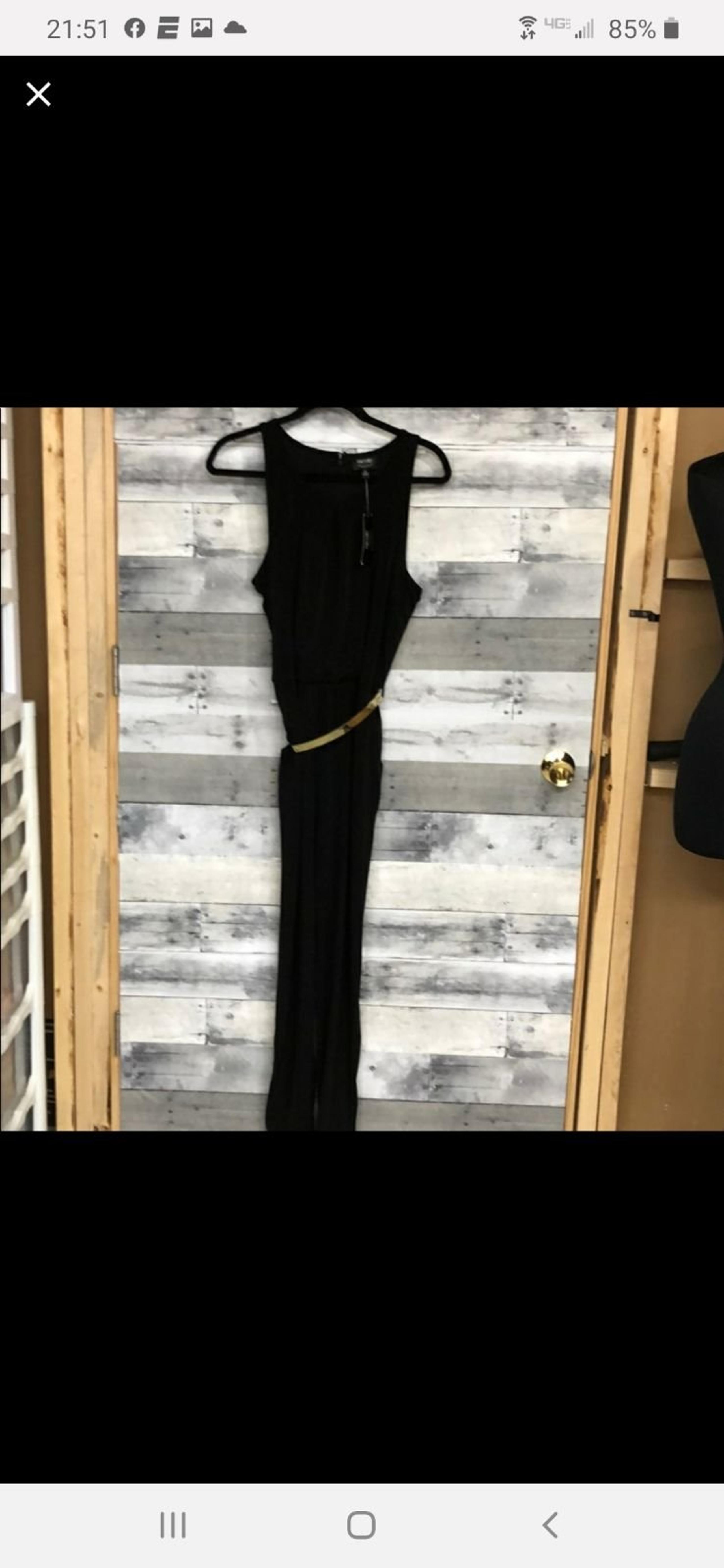 Nicole Miller Black Jumpsuit Gold Belt M