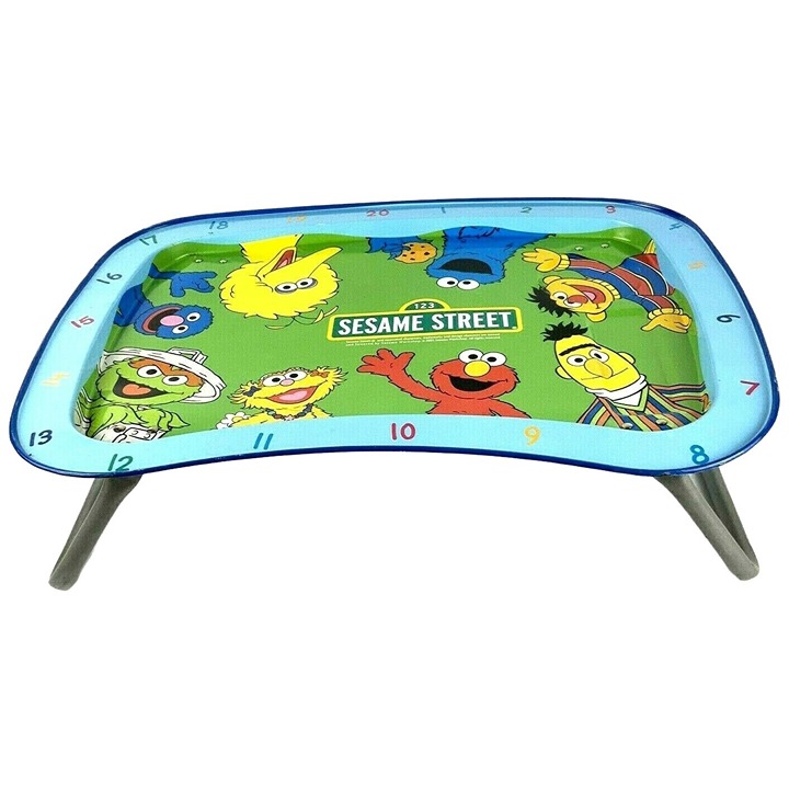 Sesame Street TV Bed Tray Lap Folding Aluminum Blue Numbers Muppets 2005