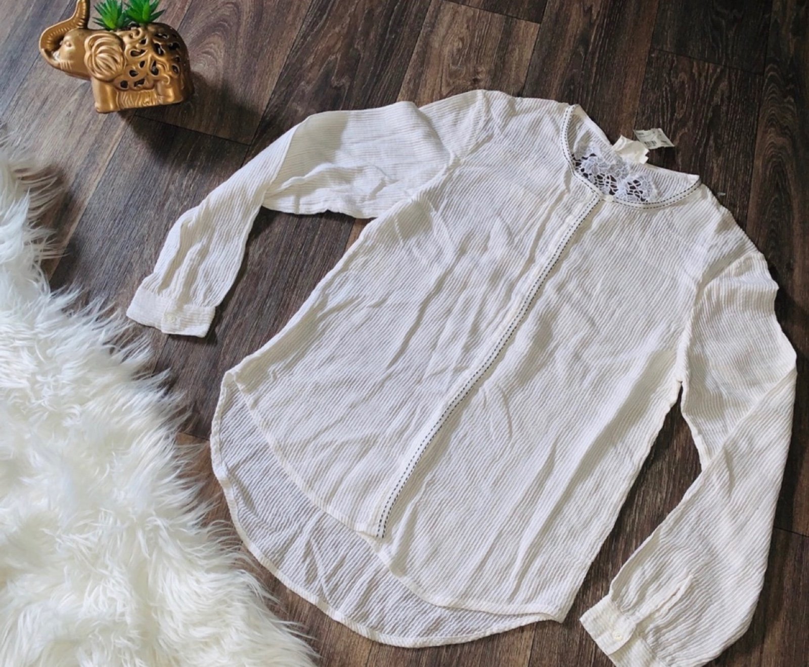 NWT FLANNEL America Ivory Amouage Boho Shirt