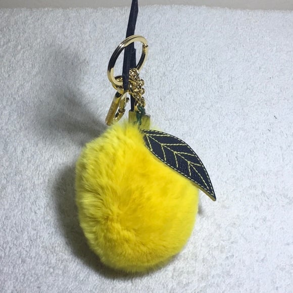 Dolce&Gabbana Yellow Fur Lemon Motif Bag Charm with Goldtone