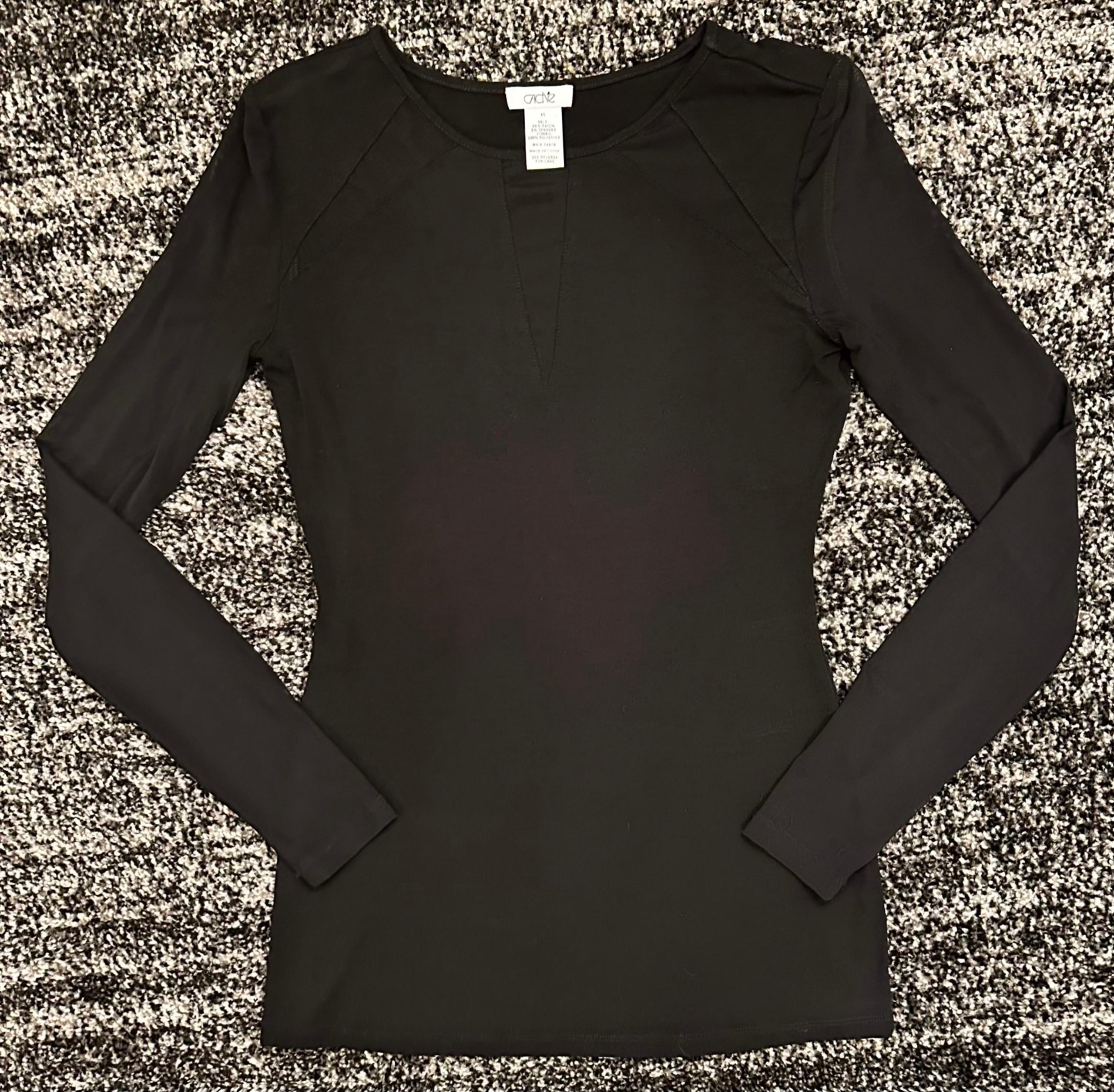 CACHE || Vintage Mesh Panel Long Sleeve Top in Black - SZ XS