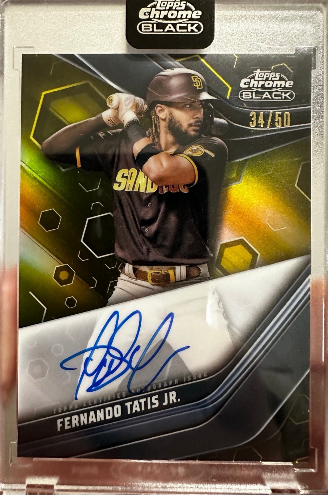 Fernando Tatis Jr. 2023 Topps Gold On Card Auto #34/50. PSA 10 Candidate!