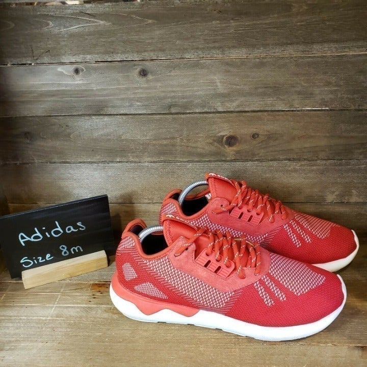 Mens Adidas Tubular Runner Weave Scarlet Red Athletic Shoes Sneakers Size 8 M