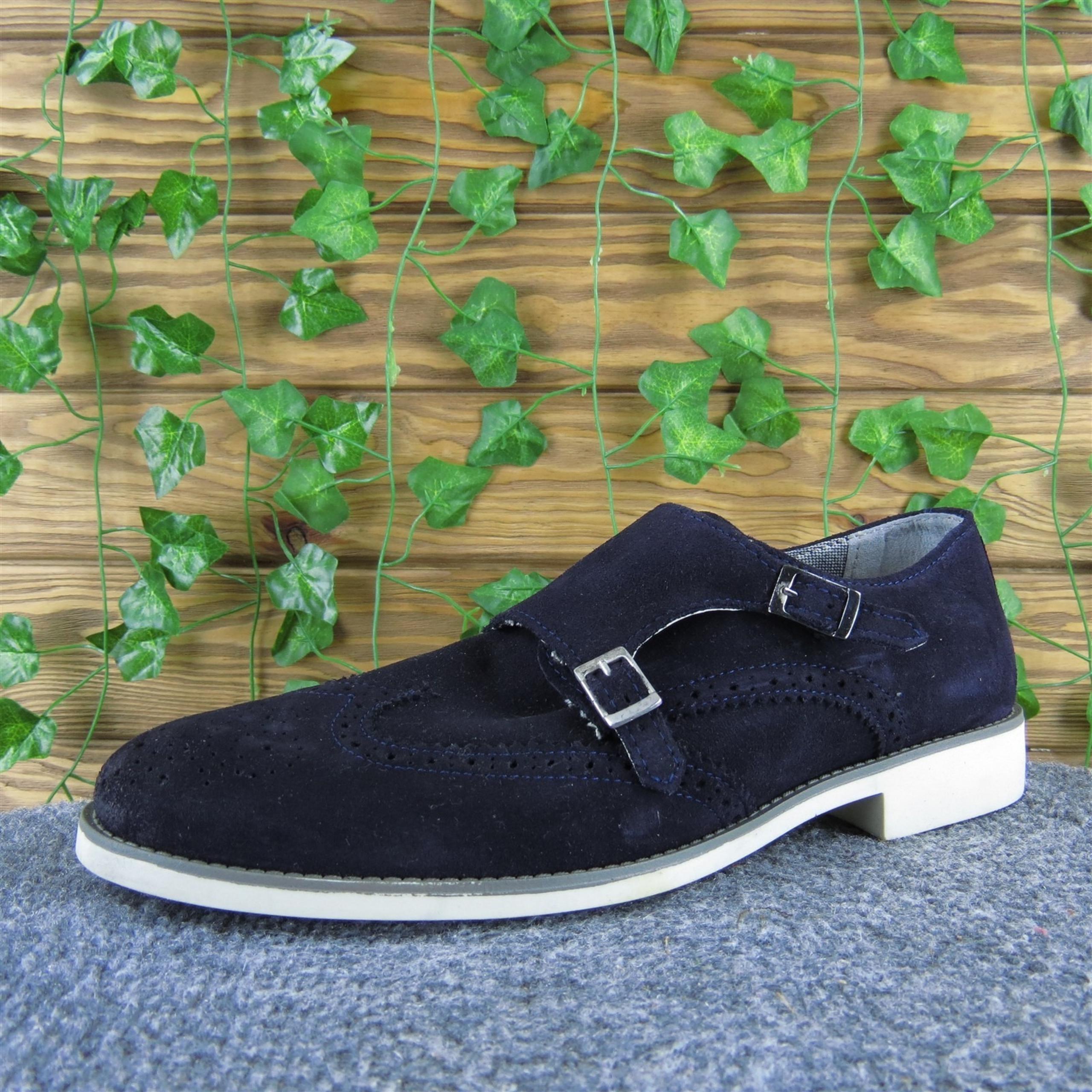 Zara Man Men  Monk Oxfords Blue Leather Size 42 Medium Gently Used 2025