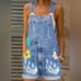 Jean overalls with pockets and hand painted daisies distressed look. Says 3x bu