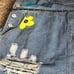 Jean overalls with pockets and hand painted daisies distressed look. Says 3x bu