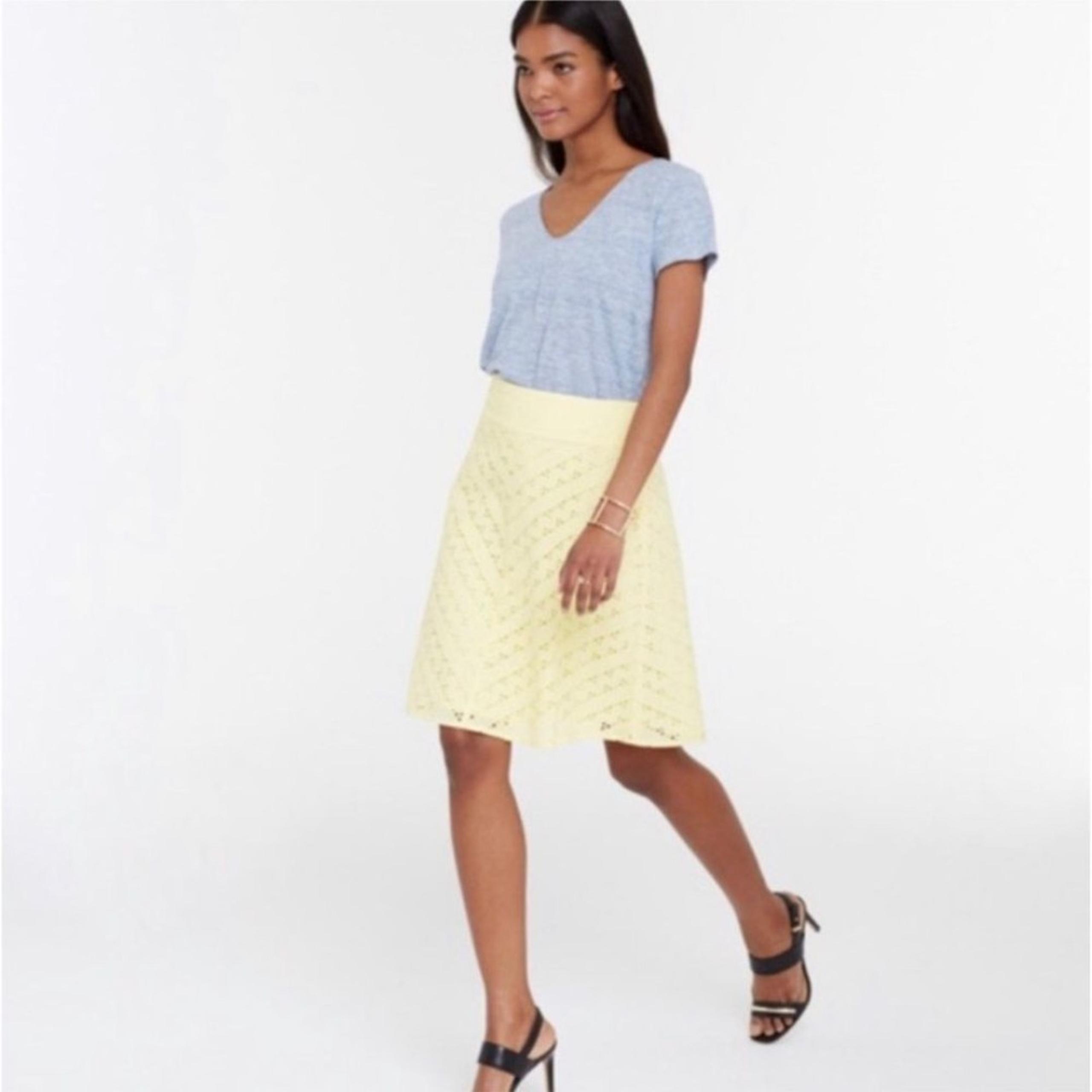 Ann Taylor Yellow Eyelet A-Line Skirt Womens Size 6