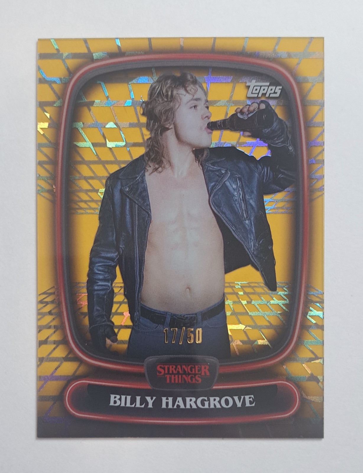 2025 Topps High Tek Stranger Things BILLY HARGROVE Gold Diffractor /50 SP #21 MT