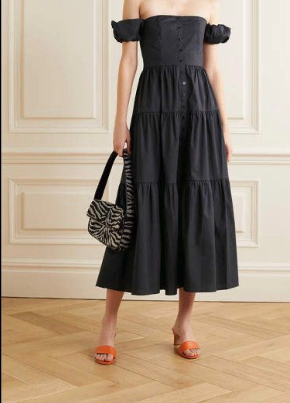 STAUD black, off the shoulder, XS dress