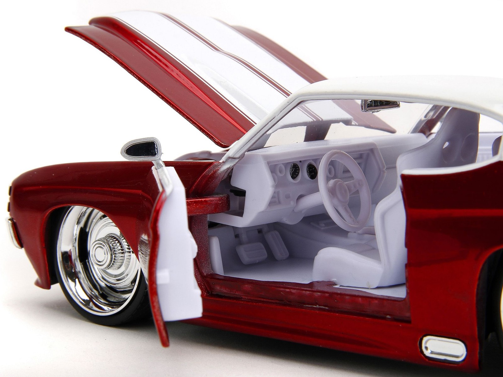 1971 Chevrolet Chevelle SS Candy Red with White Top White Stripes and White Inte