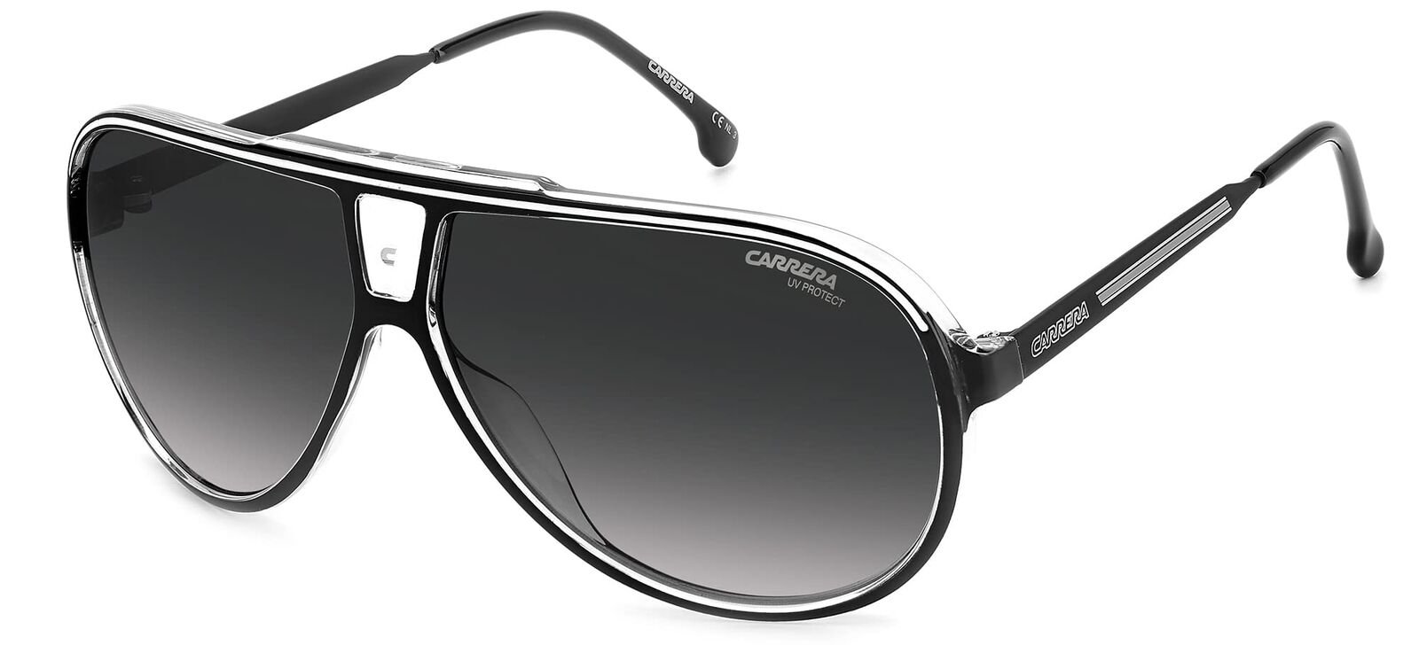 NEW Carrera 1050/S 80S9O Black & White Sunglasses with Grey Lenses