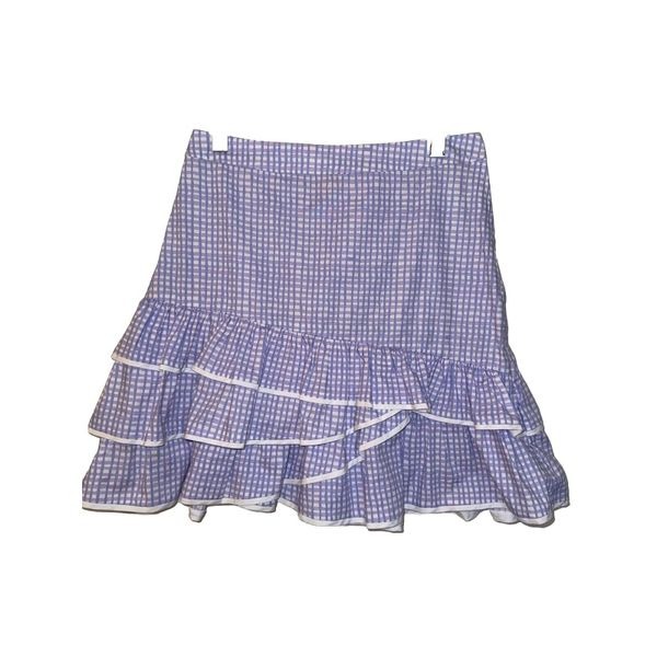 LILLY PULITZER Rosalie GINGHAM PLAID TIERED RUFFLE LAVENDER Purple SKIRT Size 2