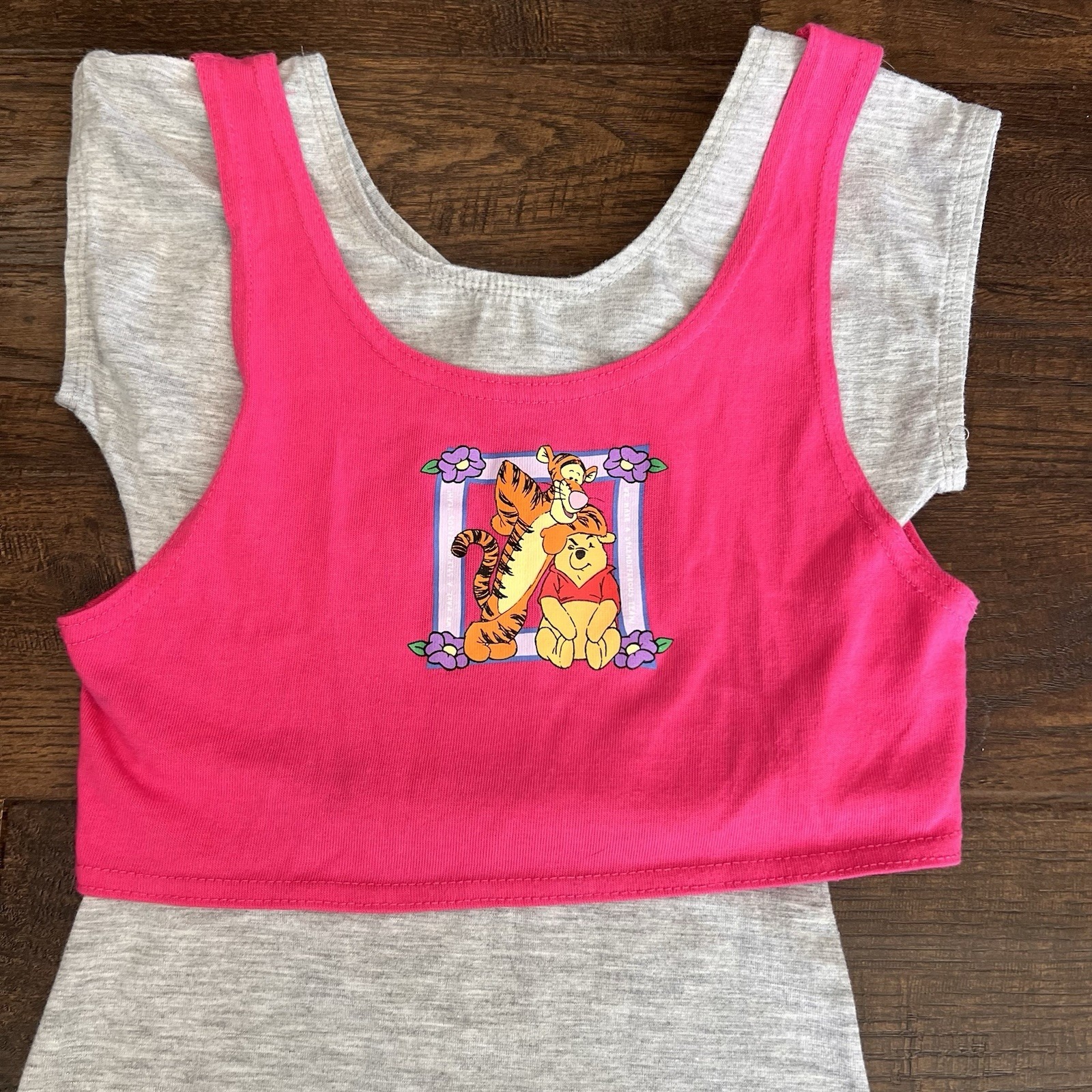 Vintage Winnie The Pooh Tigger Girls 7/8 Outfit One piece Romper Pink 90's Y2K