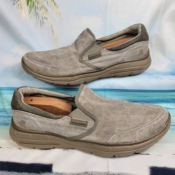 Skechers Canvas Relaxed Fit Tan Men's 12