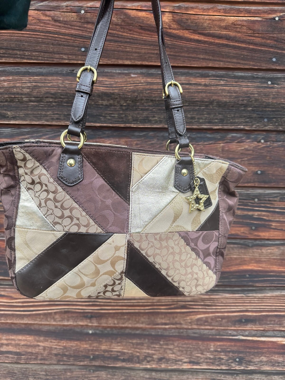 Vintage patchwork Coach tote