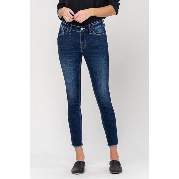 MID RISE RAW HEM CROP SKINNY