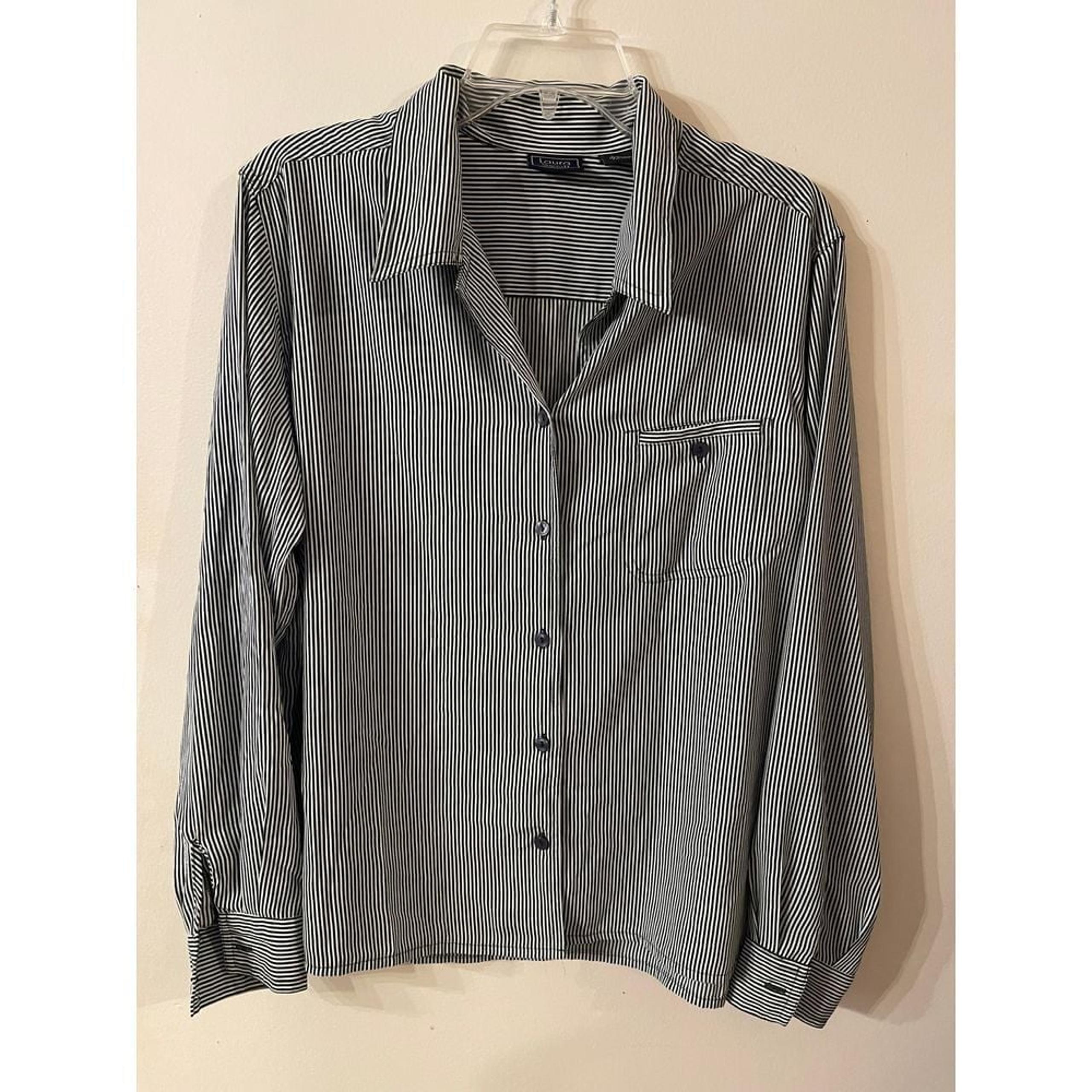 Laura Scott Striped Button-Down Shirt - Timeless Elegance