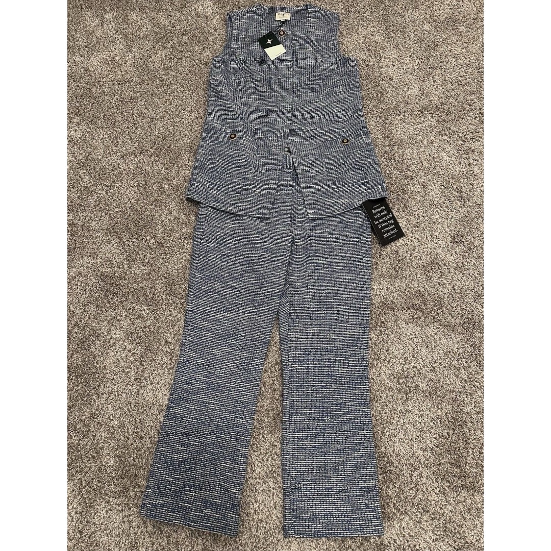 TUCKERNUCK Blue Dorset Tweed Spencer Top and Pants Set Women’s Size Small NWT
