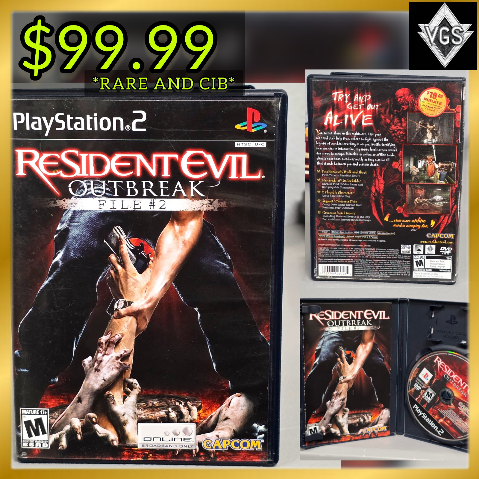 *RARE* Resident Evil Outbreak File #2 (PS2 PlayStation 2)